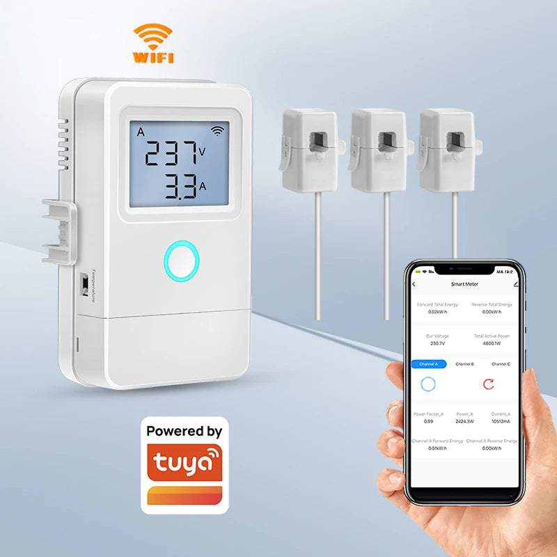 PW03 – Moniteur d’énergie Wi-Fi Tuya pour maison, écran LCD et pinces au choix