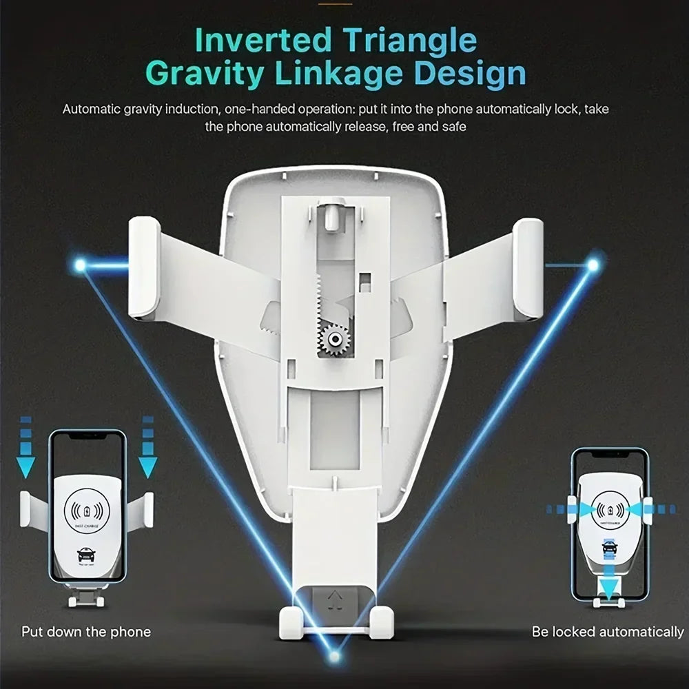 Support téléphone auto avec recharge sans fil – Noir ou blanc