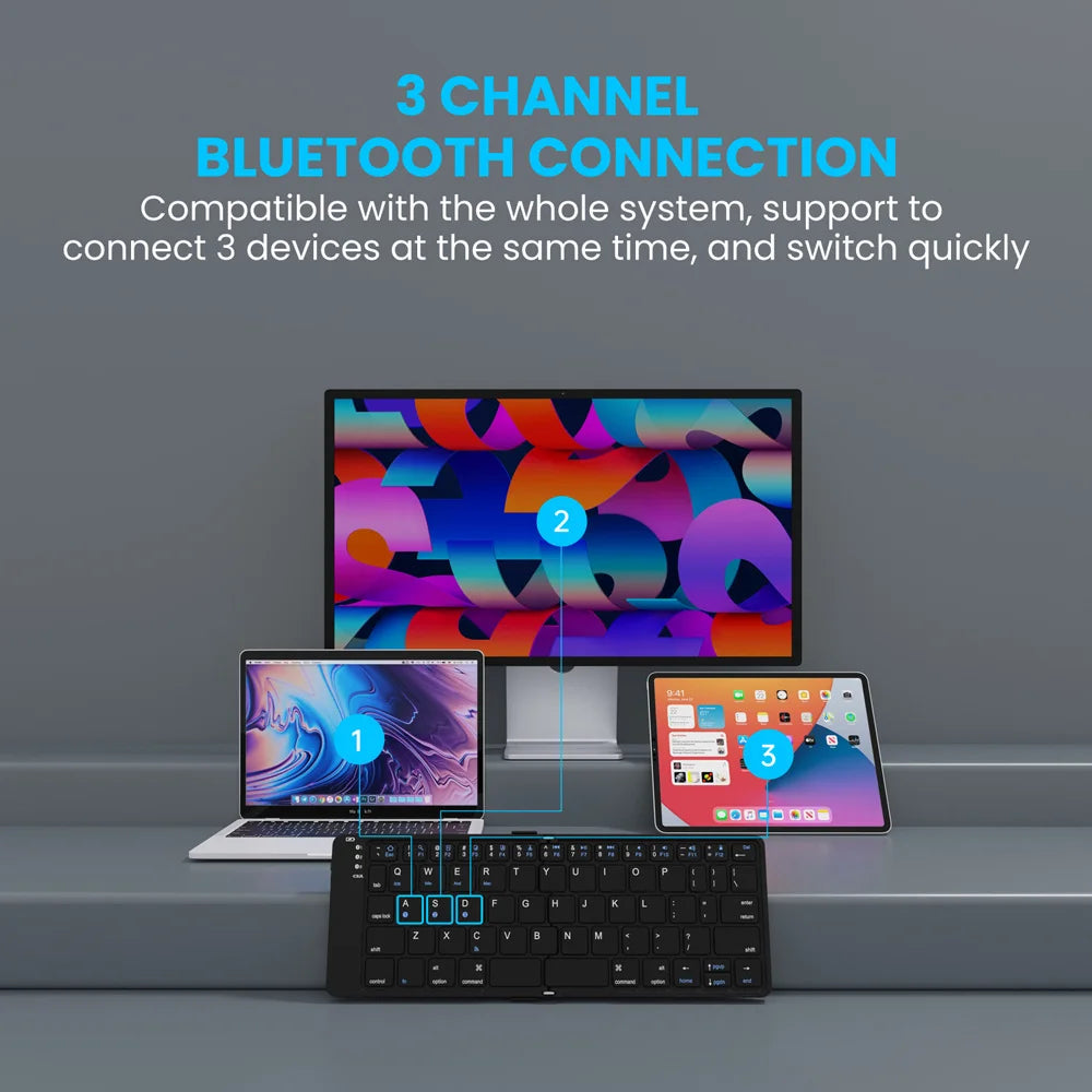 BOW – Clavier Bluetooth pliable rechargeable, disposition au choix