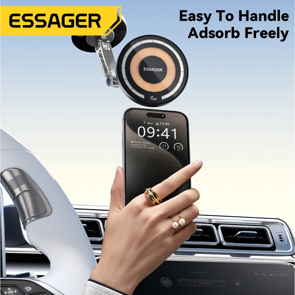Essager ES-ZJ25 – Support téléphone auto magnétique, avec ou sans recharge