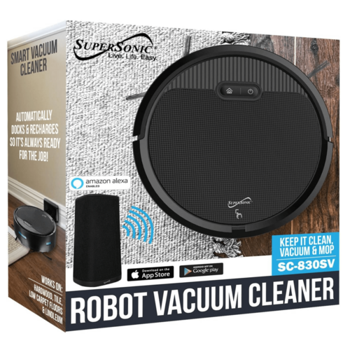 Aspirateur Robot Intelligent Supersonic SC-830SV – Gyroscope, WiFi & Alexa, 1200 Pa