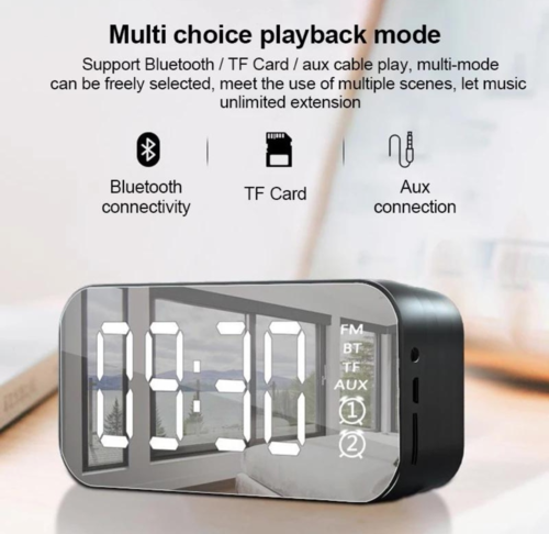 Réveil LED avec Enceinte Bluetooth 5.0 – Radio FM, Minuterie Sommeil, 5W