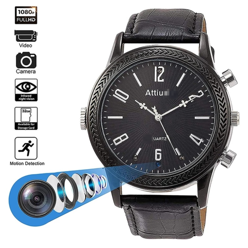 Montre Caméra Espion 1080P – Vision Nocturne IR, Mémoire 32Go, Enregistrement Discret
