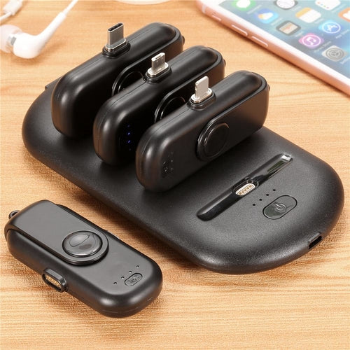 Mini Batterie Externe Magnétique 1000mAh – Station de Charge 4 Ports, Compatible iPhone & Android