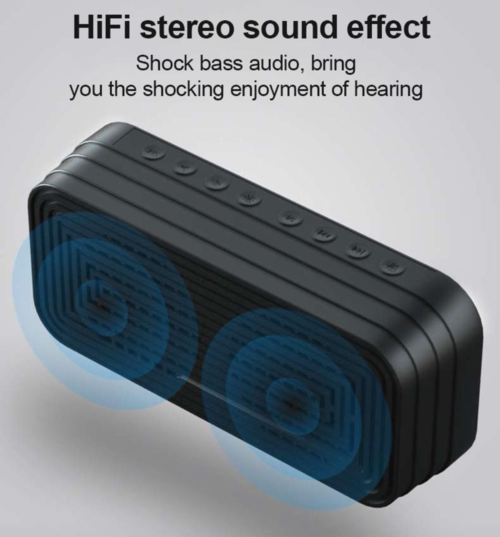 Réveil LED avec Enceinte Bluetooth 5.0 – Radio FM, Minuterie Sommeil, 5W
