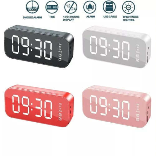 Réveil LED avec Enceinte Bluetooth 5.0 – Radio FM, Minuterie Sommeil, 5W