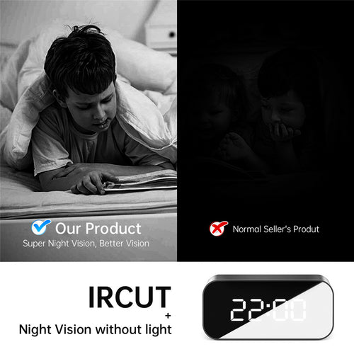 Caméra-horloge Wi-Fi avec vision nocturne infrarouge