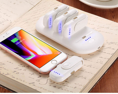 Mini Batterie Externe Magnétique 1000mAh – Station de Charge 4 Ports, Compatible iPhone & Android