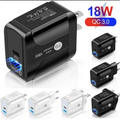 Chargeur Rapide QC 3.0 + PD 18W – Compatible iPhone & Android, Prises EU/UK/US, Blanc & Noir