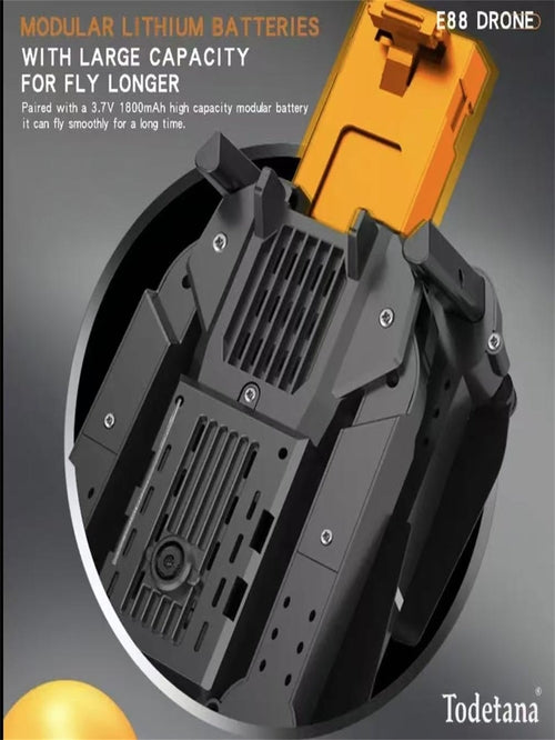 Drone Caméra Pliable E88 – Décollage Automatique, Transmission en Temps Réel, Portable