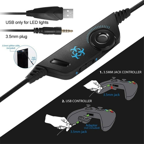 Casque Gaming RGB Stéréo avec Micro Rétractable – LED 7 Couleurs, Multi-Plateforme