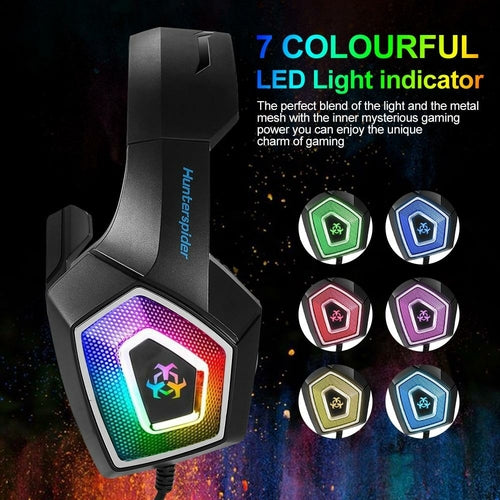 Casque Gaming RGB Stéréo avec Micro Rétractable – LED 7 Couleurs, Multi-Plateforme
